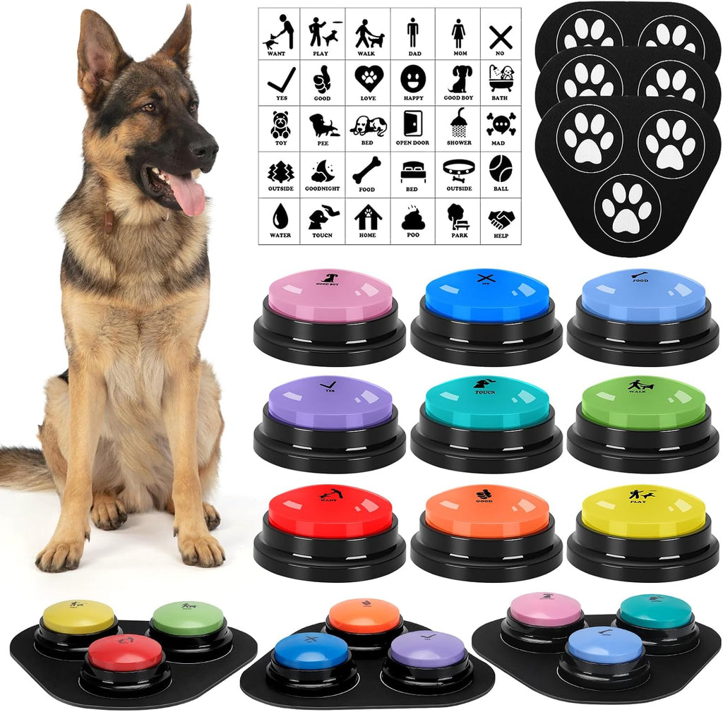 6 Pcs Dog Talking Button Set, Dog Buttons for Communication 30s Voice Recording Speaking Button Pet Speech Training Buzzers with 30 Scene Stickers and Waterproof Anti-Slip Mat for Animal Training - Image 9