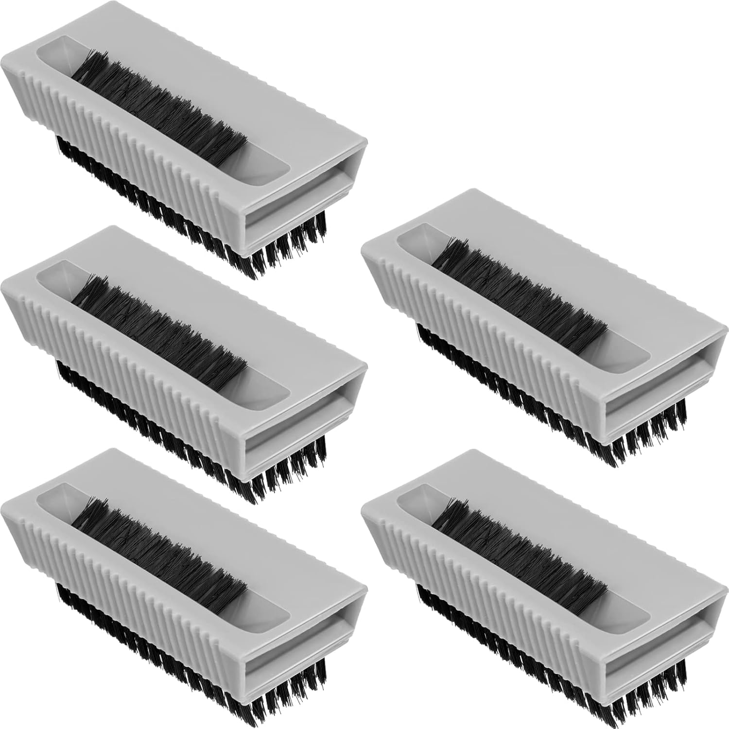 Boao hand scrub brushes 5 piece set front view showing red and black colors.