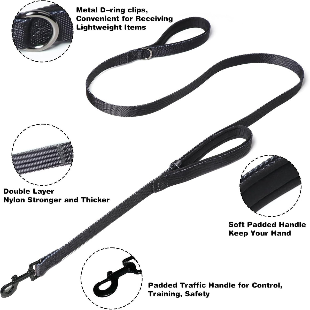 Adjustable dog choke collar with quick release metal buckle close up