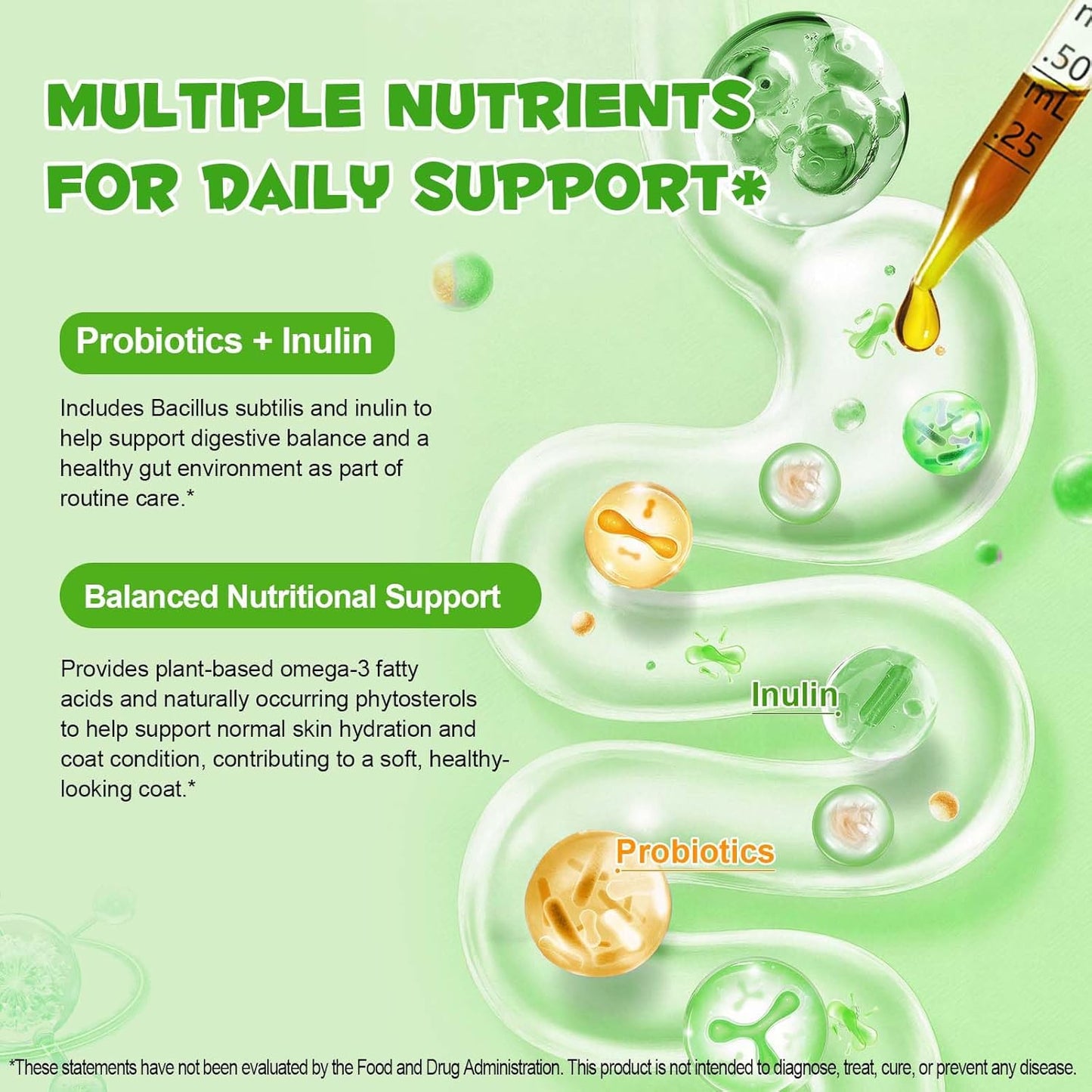 Cat grass flavor hairball elimination supplement ingredients display