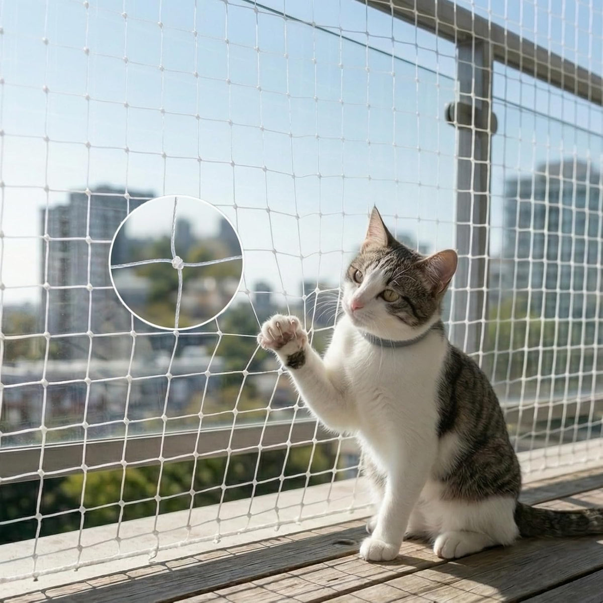 Fluxionova cat balcony safety net transparent nylon 3x4m white