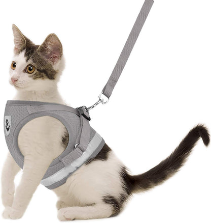 Cat Harnesses and Puppy Harness with Leashes Set, Escape Proof Cat Harness, Adjustable Reflective Soft Mesh Vest Fit Puppy Kitten Rabbit Ferrets's Outdoor Harness - Image 14
