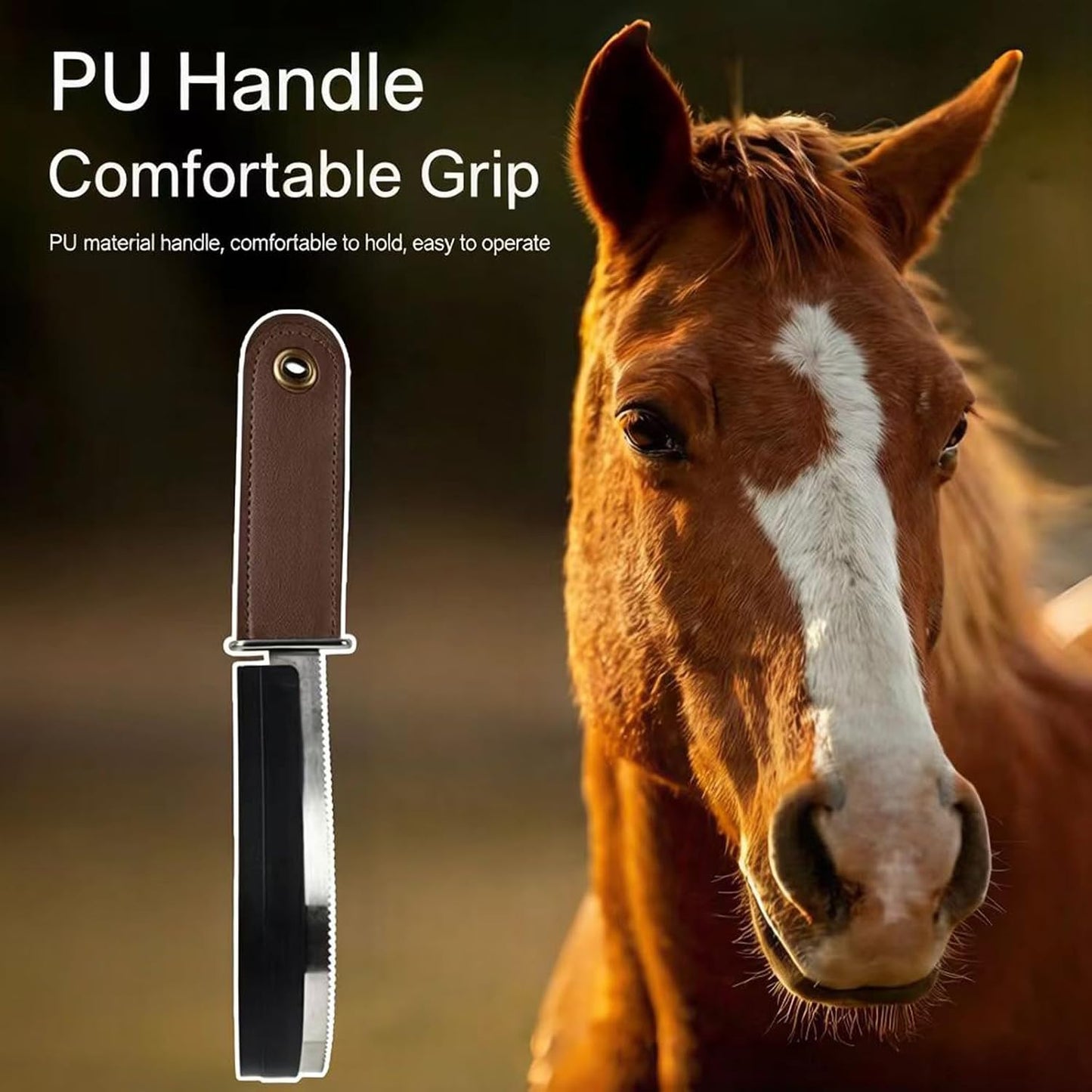 Sweat scraper rubber back on horse grooming blade.