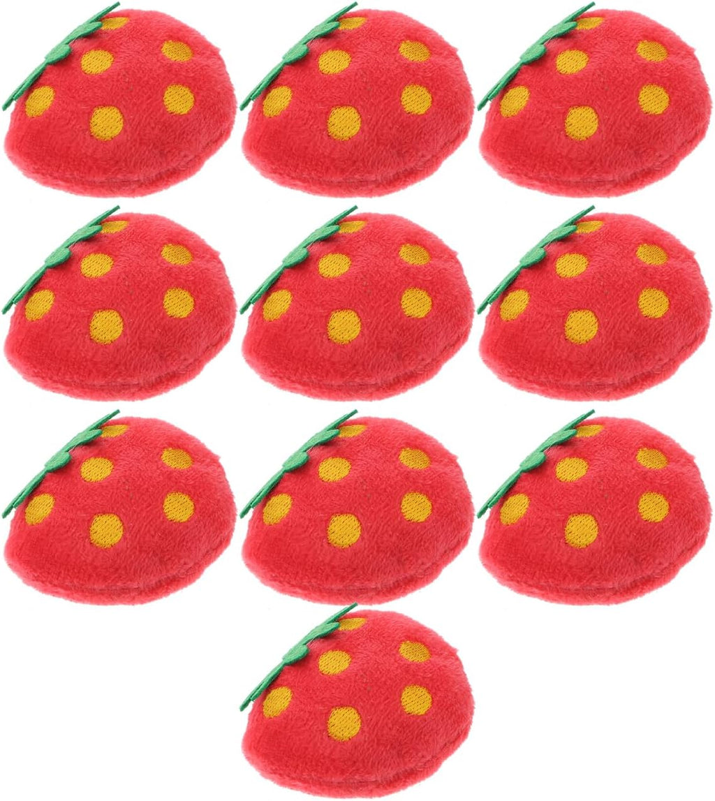 Toddmomy miniature stuffed fruit cat toys showing pet safe fabric stitching.