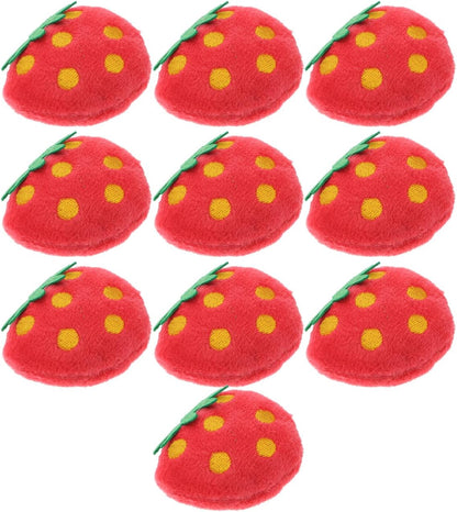 Toddmomy miniature stuffed fruit cat toys showing pet safe fabric stitching.