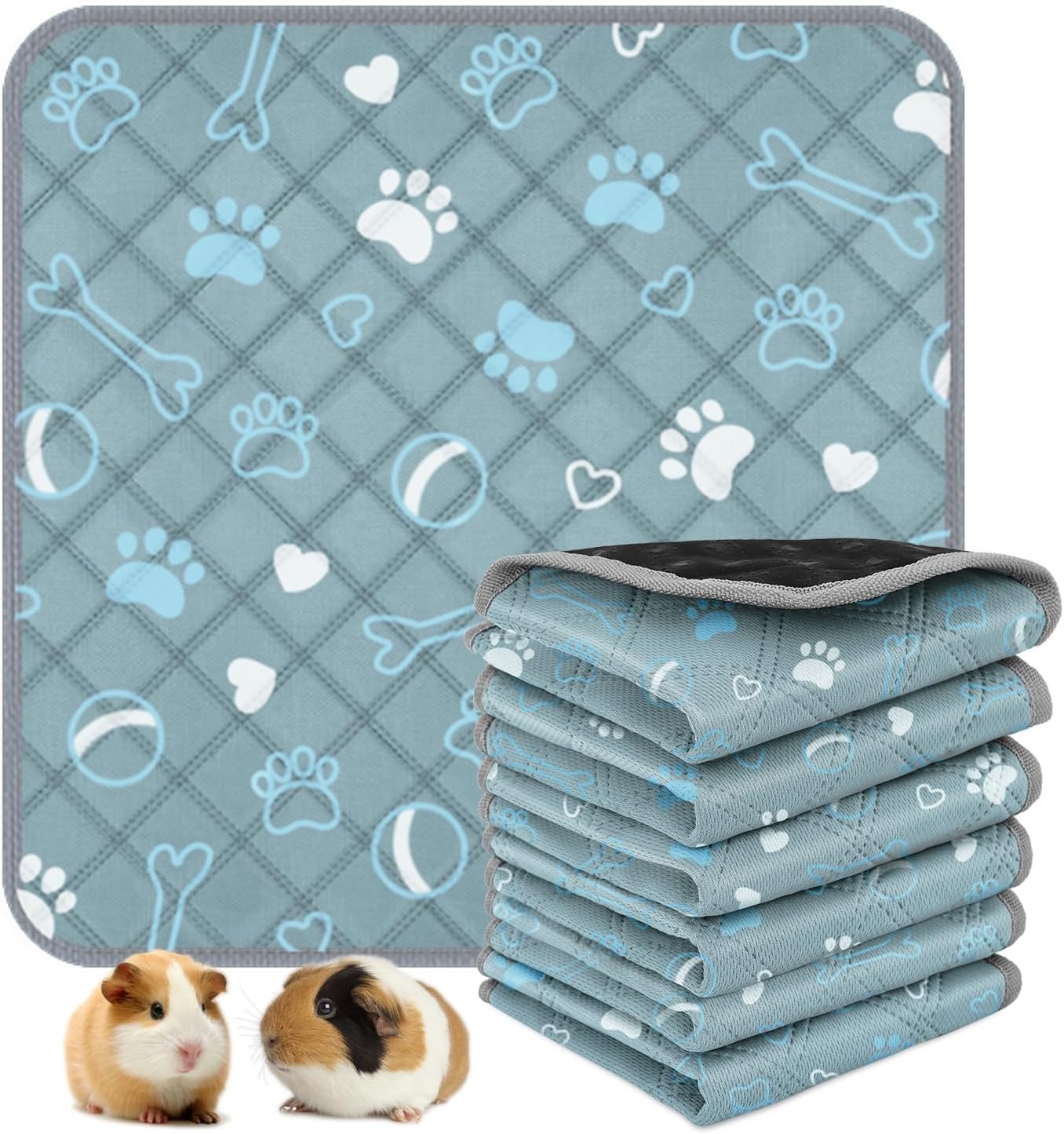 6 Packs Washable Guinea Pig Cage Liners, Waterproof Guinea Pig Pee Pads Reusable Absorbent Bedding Anti Slip Mats for Small Animals Bunny Rabbit Hamster (12 x 12in) - Image 12