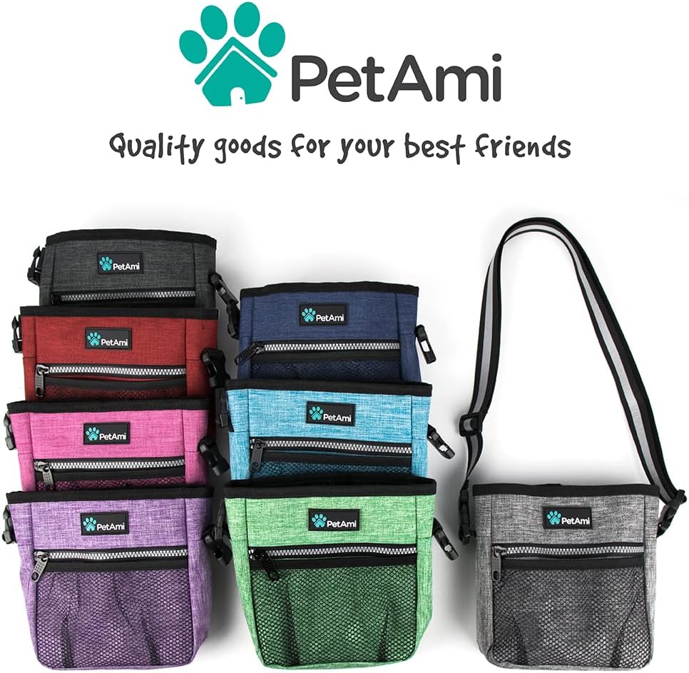 PetAmi deluxe dog training bag showing expandable main compartment.