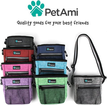 PetAmi deluxe dog training bag showing expandable main compartment.
