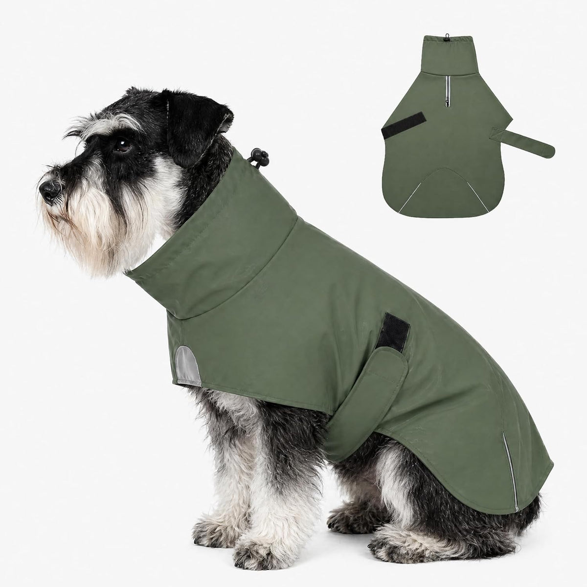 PU Dog Raincoat, Non-Toxic & Odorless Waterproof Vest, Adjustable High Neck and Hook & Loop Belly Closure for Rainy Potty Breaks & Wet Weather Outdoor Walks (Olive Green, Small) - Image 15