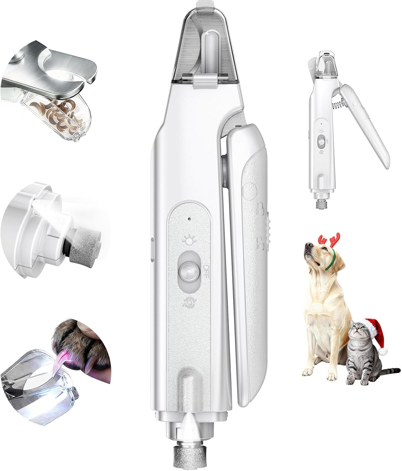 CATPICK 2-in-1 Cat Nail Clippers & Dog Nail Clippers Trimmers for Large Medium Small Dogs Cats Claw Trimmer Quick Sensor and Safety Guard USB Rechargeable with 2 LED Lights Dogs Nail Trimmer - Image 11