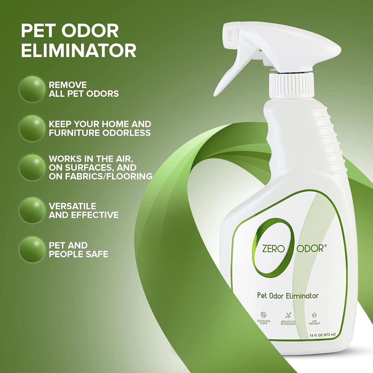 Zero Odor 16 ounce bottle positioned on a clean surface
