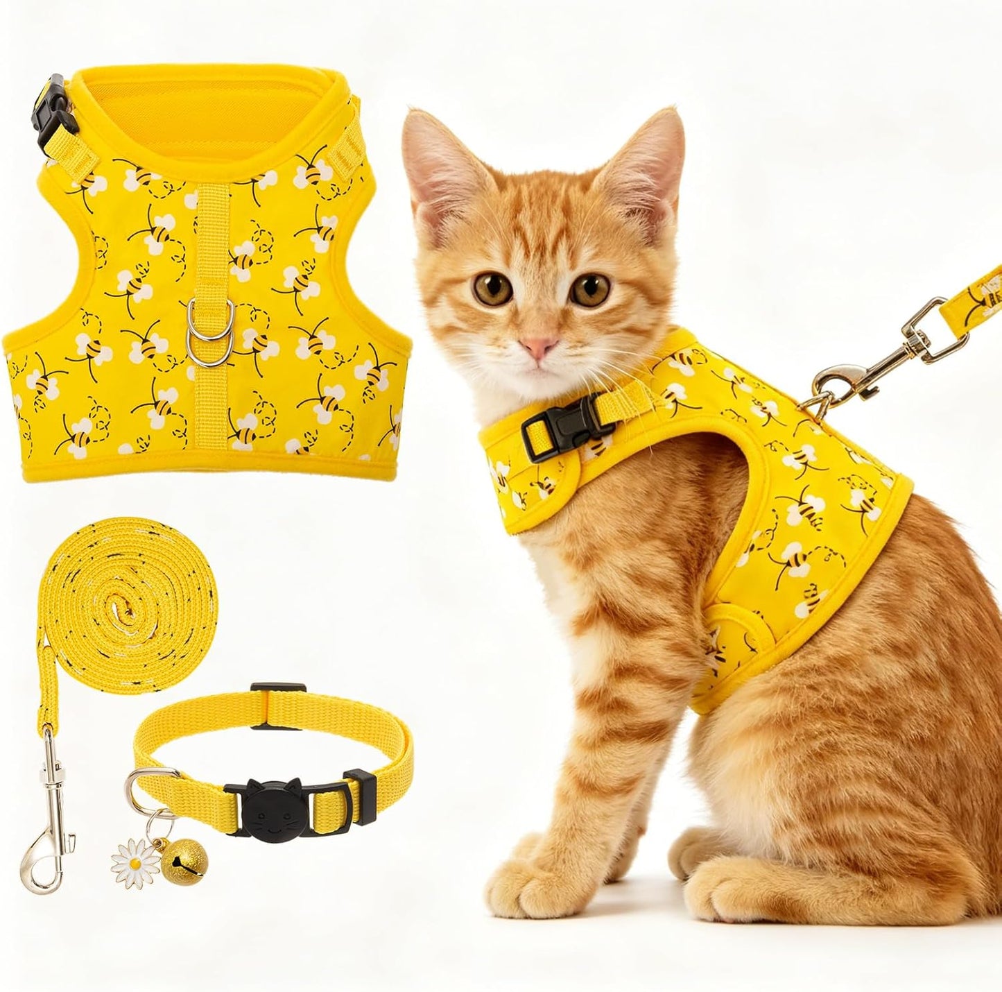 BINGPET Cat Harness and Leash Set Escape Proof, Fashionable Adjustable Mesh Harness for Walking, Soft Cute Breathable Easy Control Cat Vest for Kitten Puppy Small Medium Large Cats - Image 14