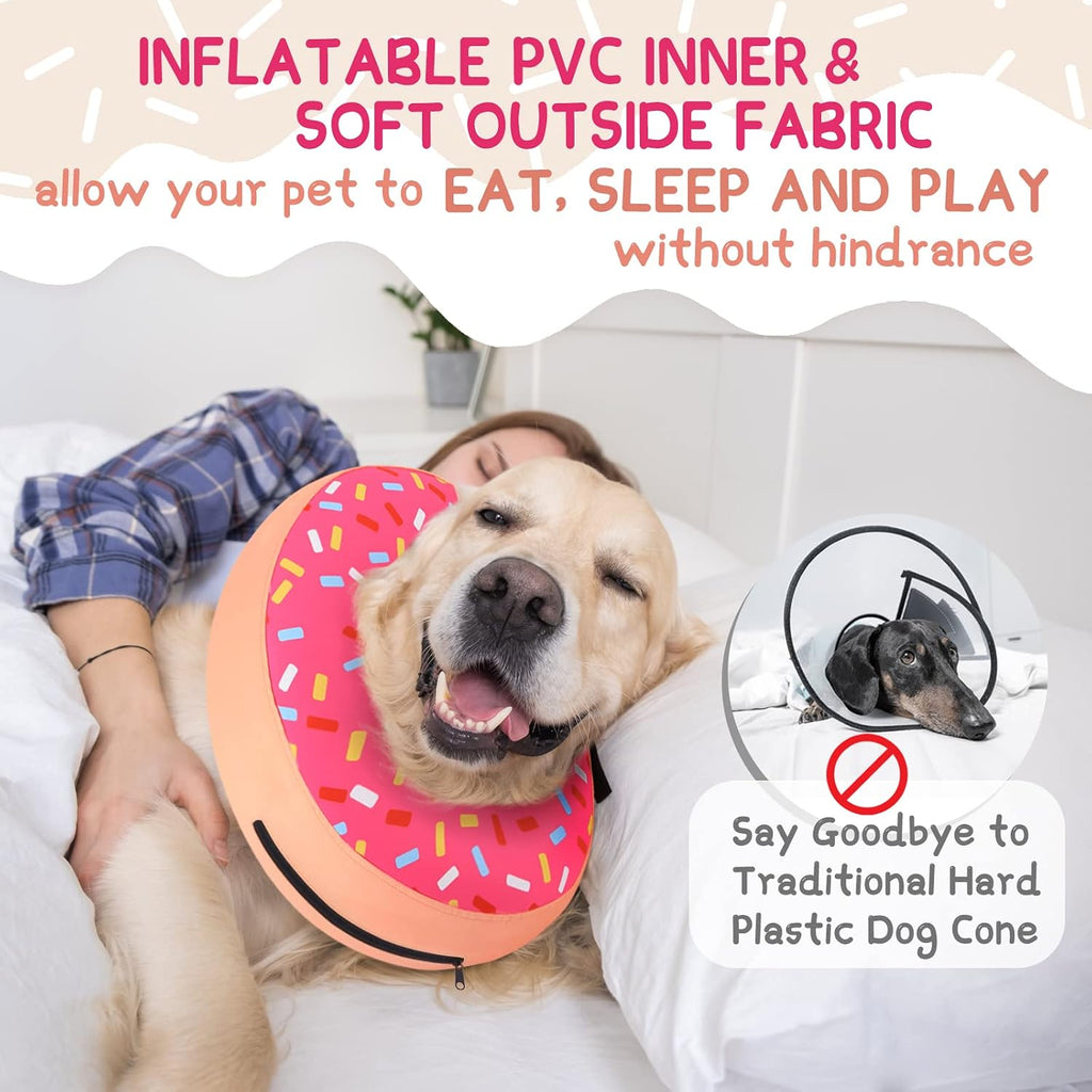 Supet soft dog cone alternative inflated showing sprinkle pattern design.
