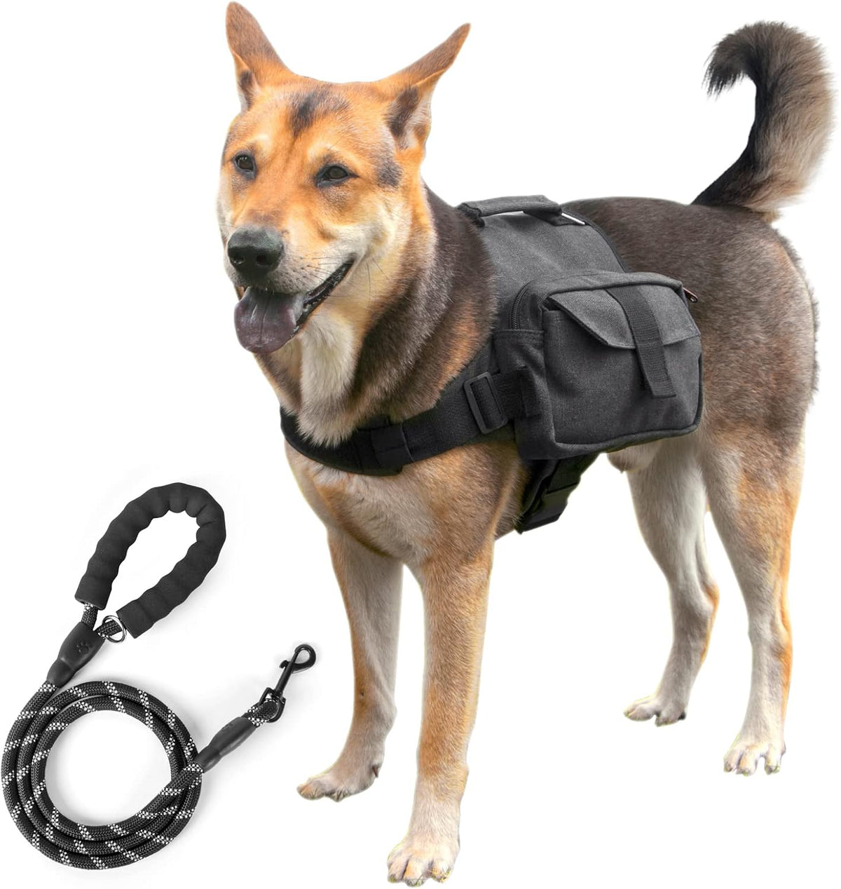 Dog Hiking Backpack, Lightweight Backpack Harness with Leash Side Pockets and Adjustable Strap Travel Camping Saddle Bag Rucksack for Medium & Large Dog (Large, Khaki) - Image 11