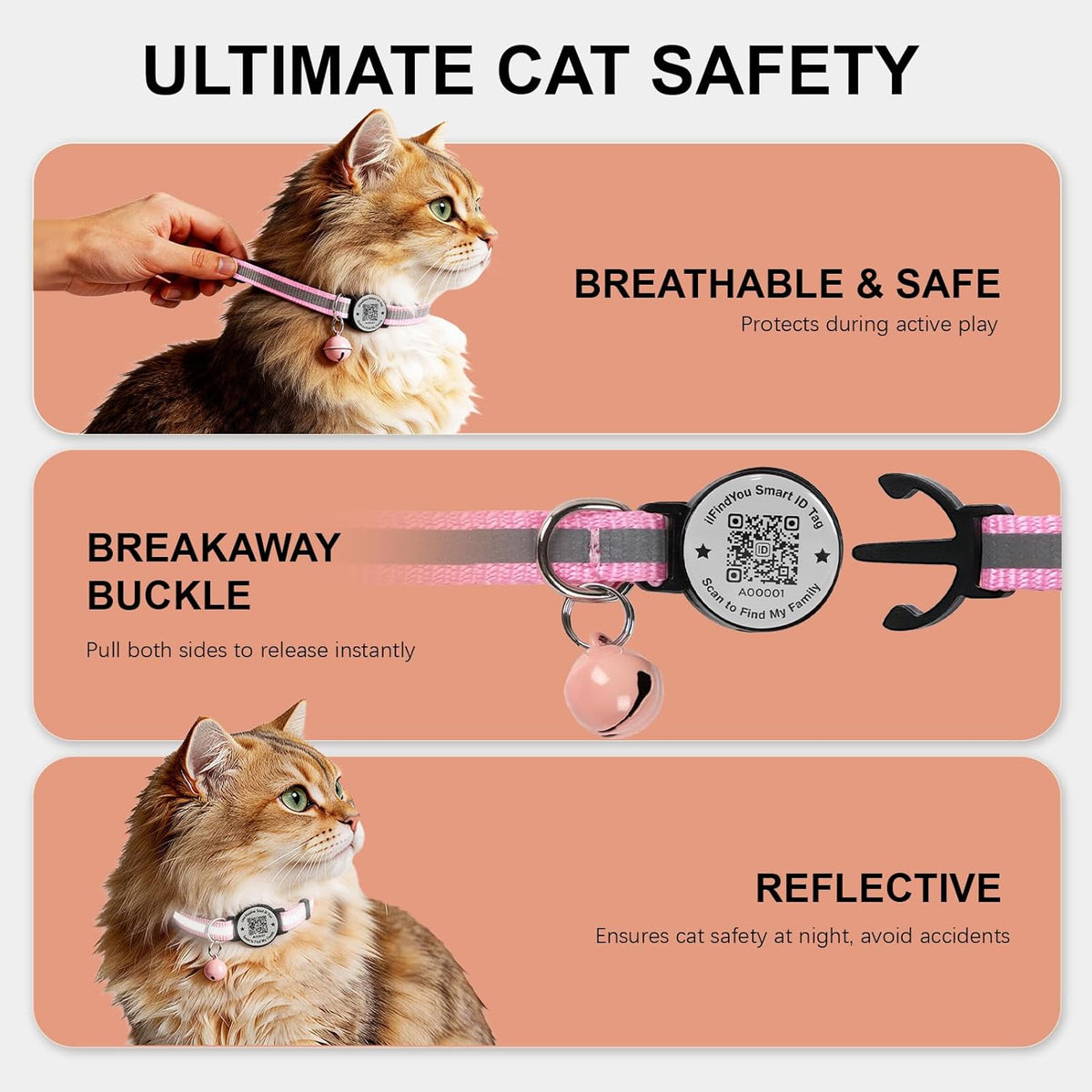 ILFINDYOU smart pet ID tag with unique alphanumeric identifier and high-contrast scannable QR code.