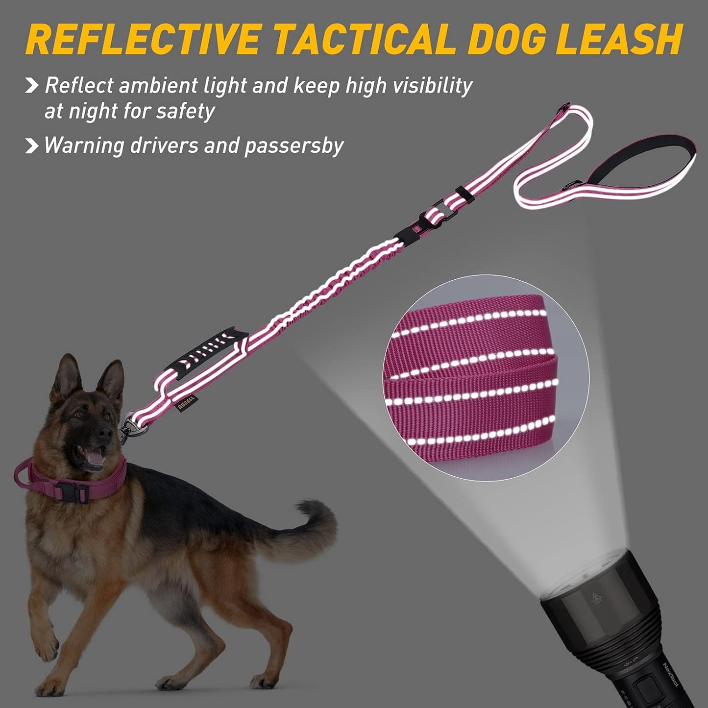 Aubell heavy duty pink dog lead car seat belt attachment