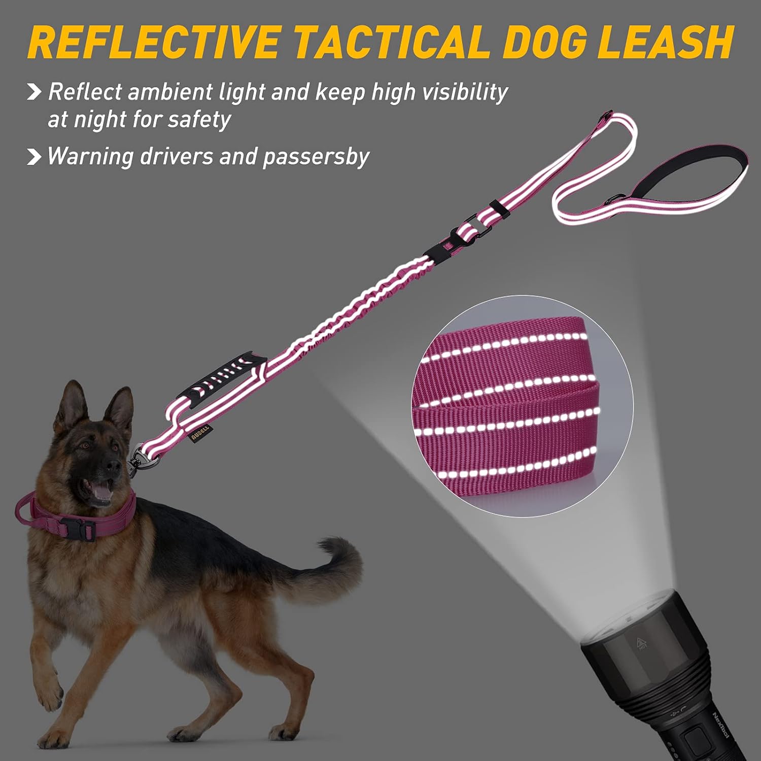 Aubell heavy duty pink dog lead car seat belt attachment