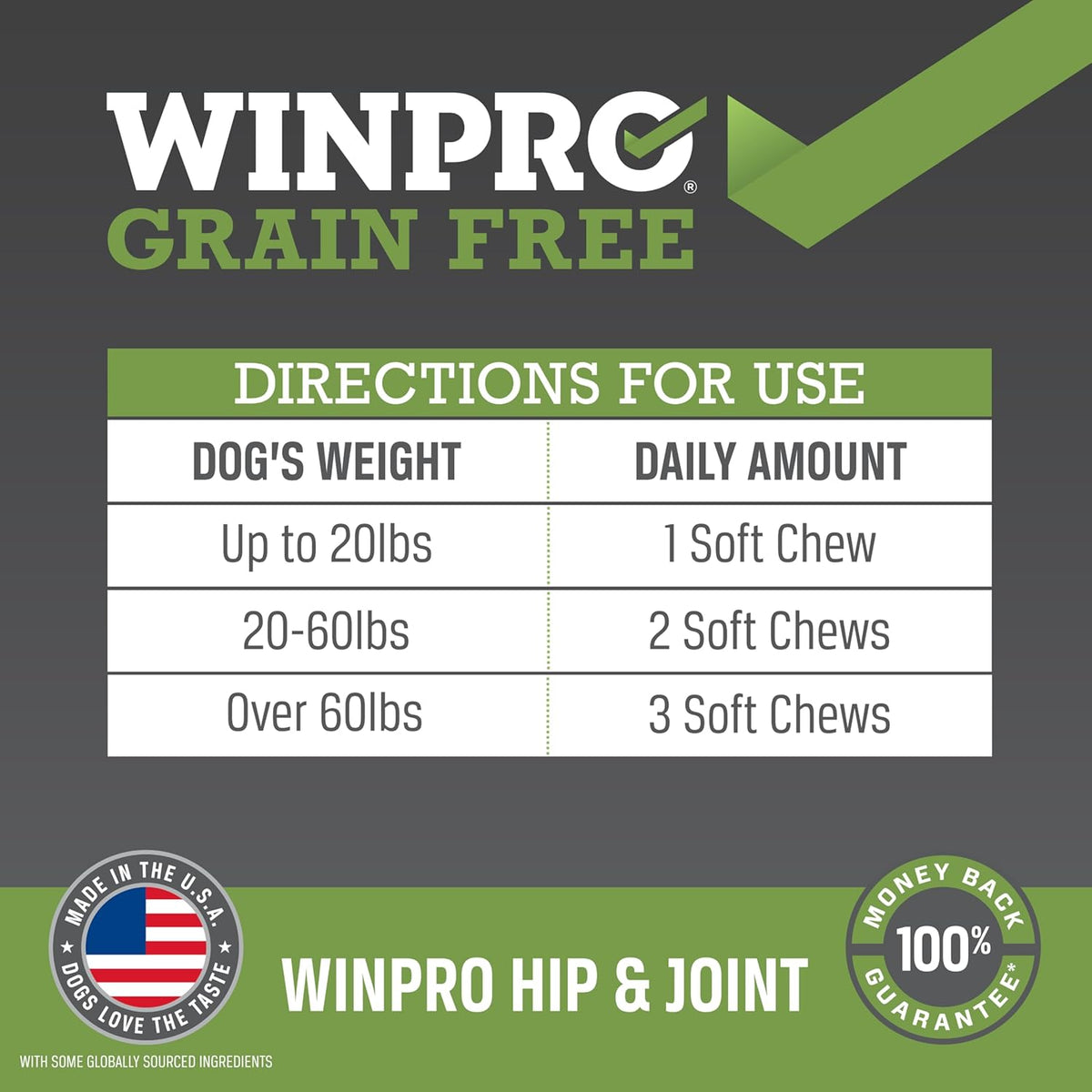 Grain free joint health chew treats for dogs of all breeds close up