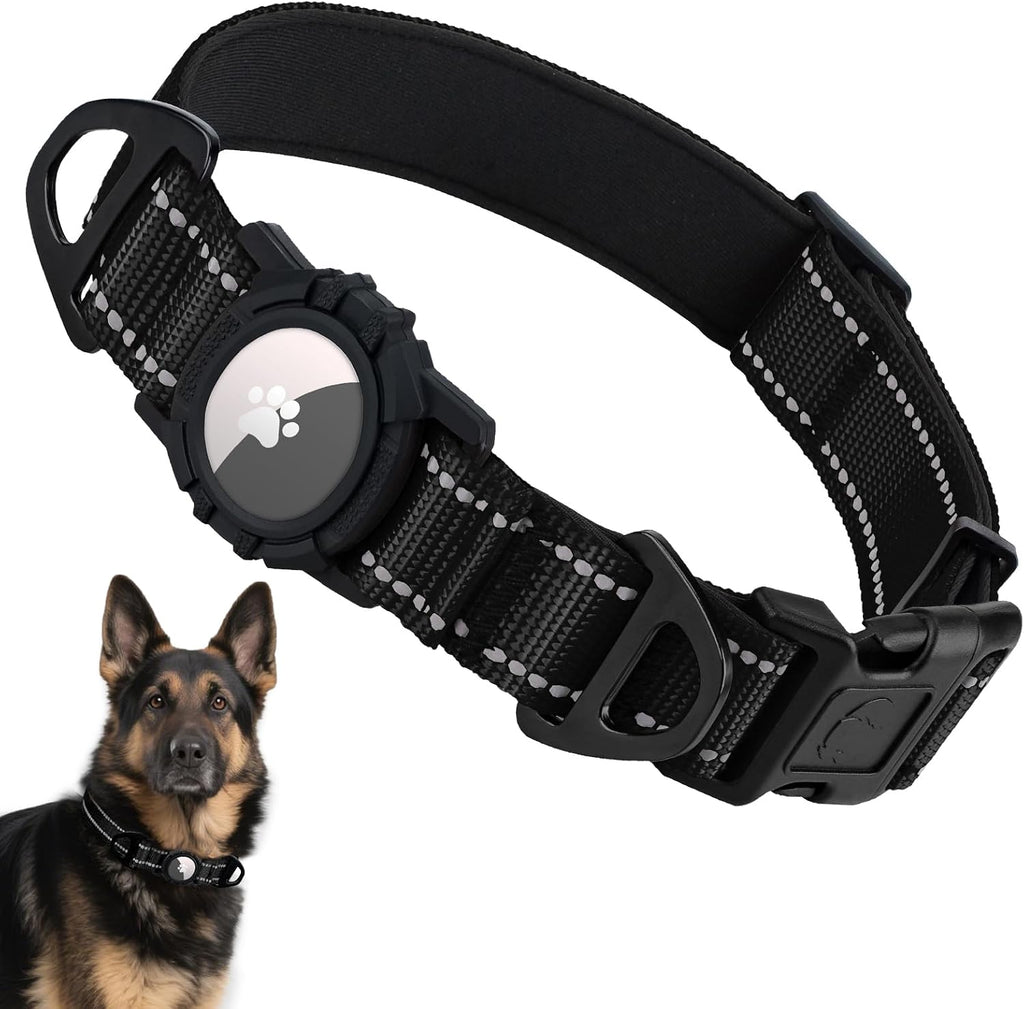 Taglory Reflective AirTag Dog Collar with Waterproof Airtag Holder, Dual D-Rings, Durable Safety Buckle, Adjustable Soft Padded for Medium Dogs Night Walking, Outdoor Tracking, Purple, M - Image 15