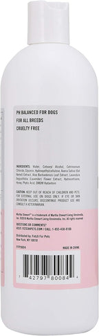 Back of Martha Stewart anti itch pet conditioner bottle with ingredients