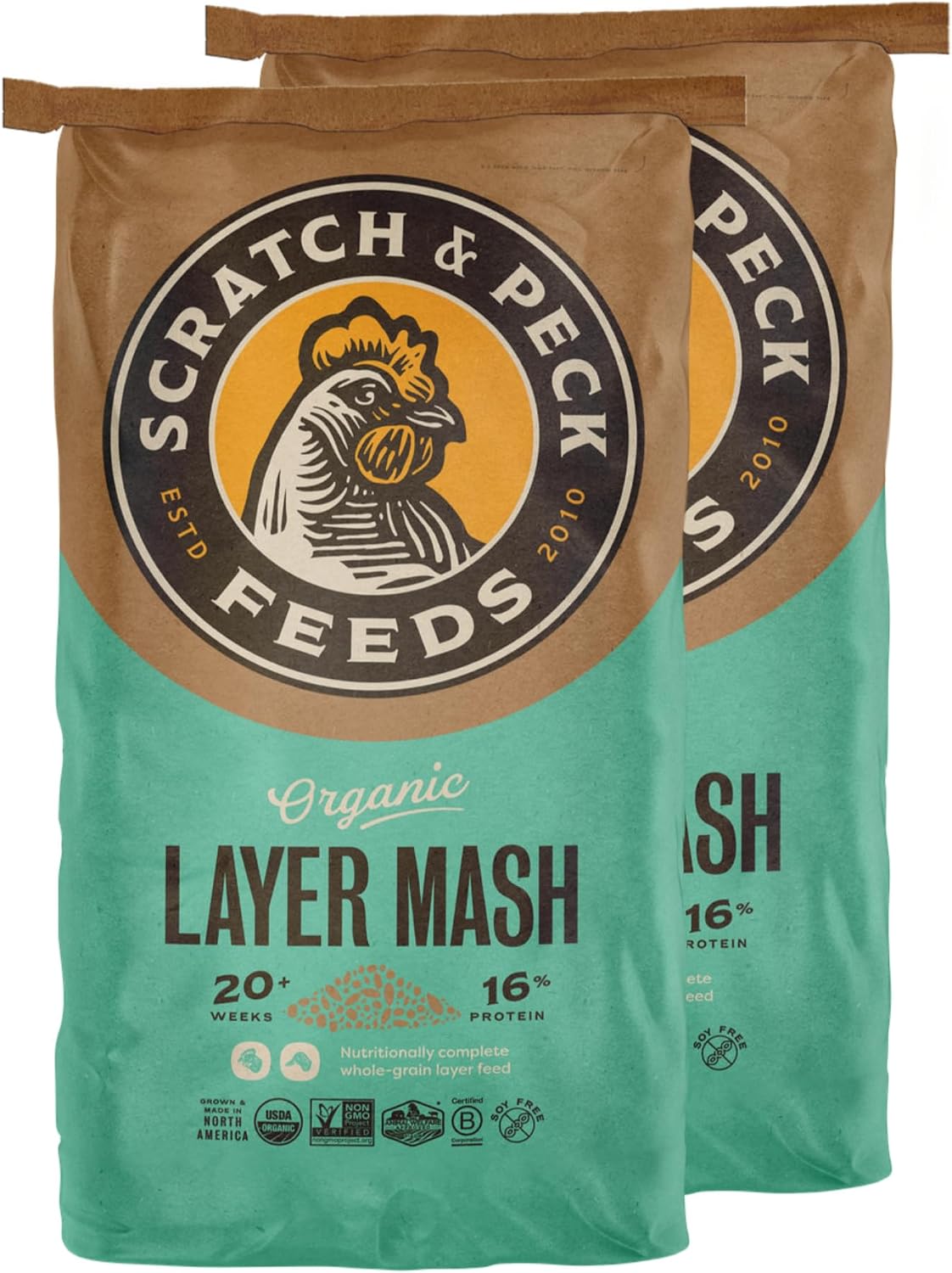 Scratch and Peck Feeds | Layer Mash for Chickens & Ducks | 40 lb Bag | 16% Protein, Corn & Soy Free, Fermentable Whole Grains, Certified Organic & Non-GMO Project Verified, Complete Nutrition - Image 11