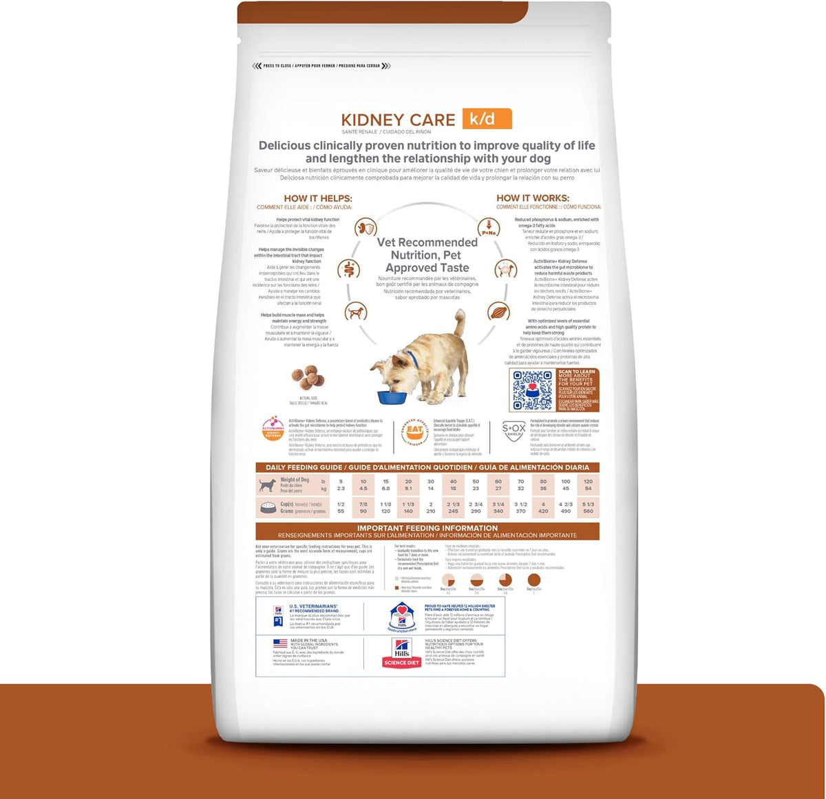 Hill's k/d kidney care dog food bag showcasing chicken flavor kibble