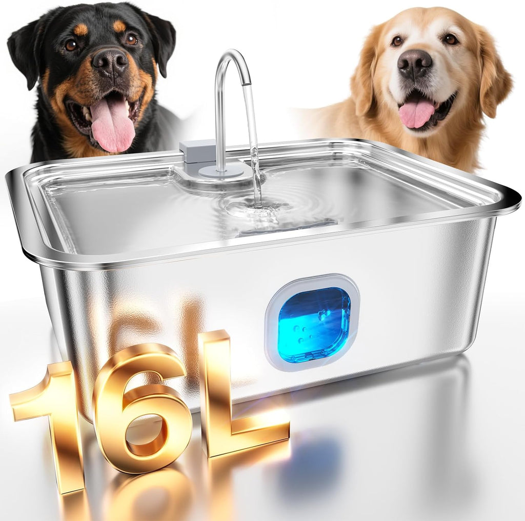 Mailofy 16L stainless steel dog water fountain front view