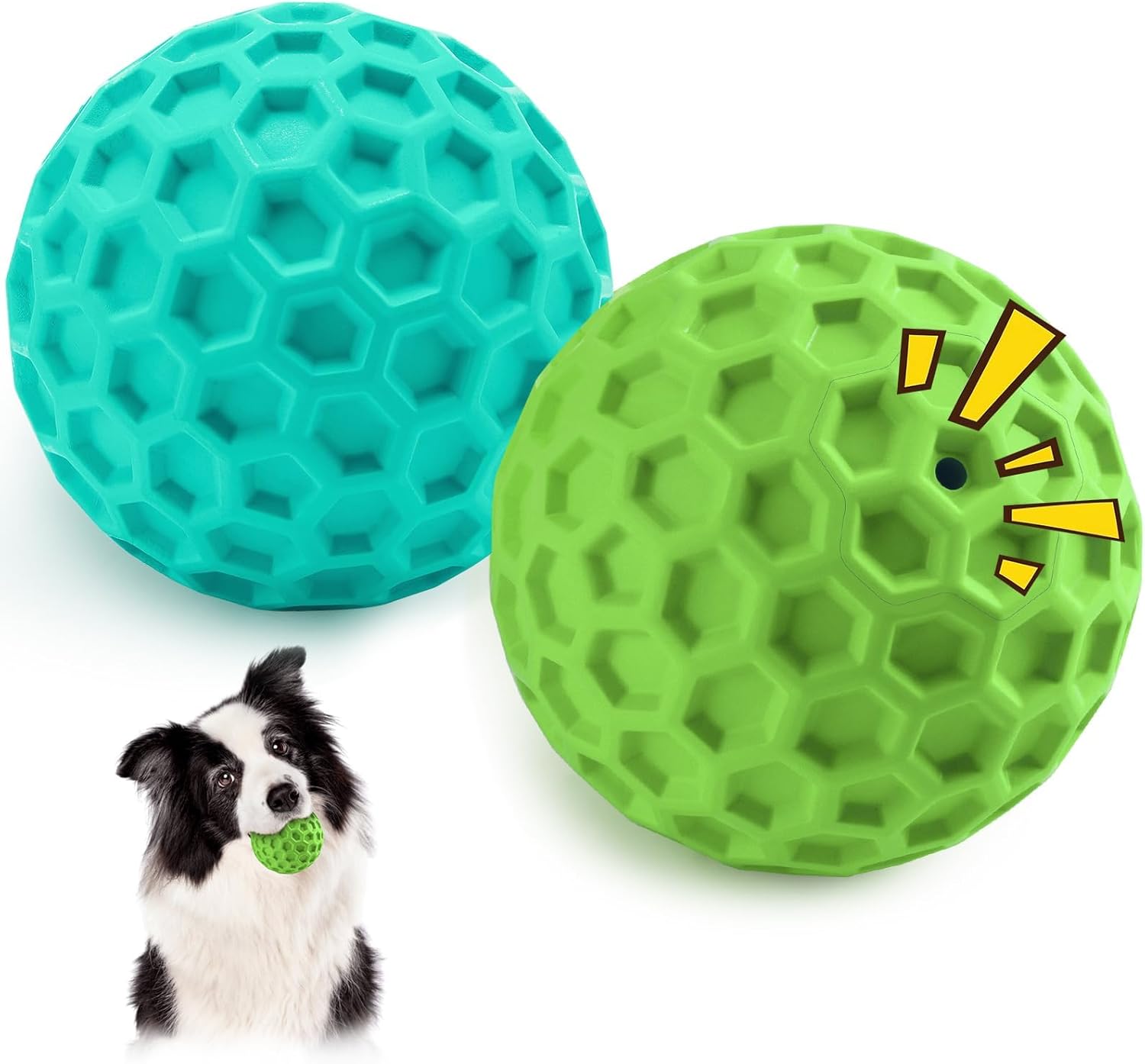 HIPPIH Indestructible Squeaky Dog Toys, Interactive Dog Balls 2 Pack, Chew Toys for Aggressive Chewers, Natural Rubber Puppy Toy for Large/Medium Dogs, Tough Puppy Teething Toy, Relieve Anxiety - Image 12