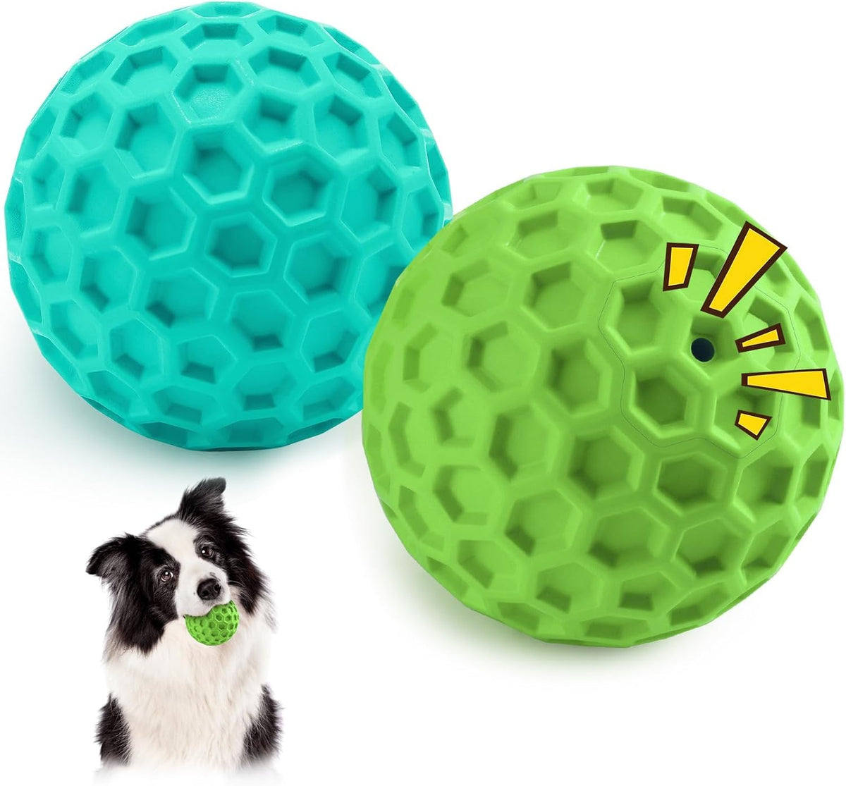 HIPPIH Indestructible Squeaky Dog Toys, Interactive Dog Balls 2 Pack, Chew Toys for Aggressive Chewers, Natural Rubber Puppy Toy for Large/Medium Dogs, Tough Puppy Teething Toy, Relieve Anxiety - Image 12