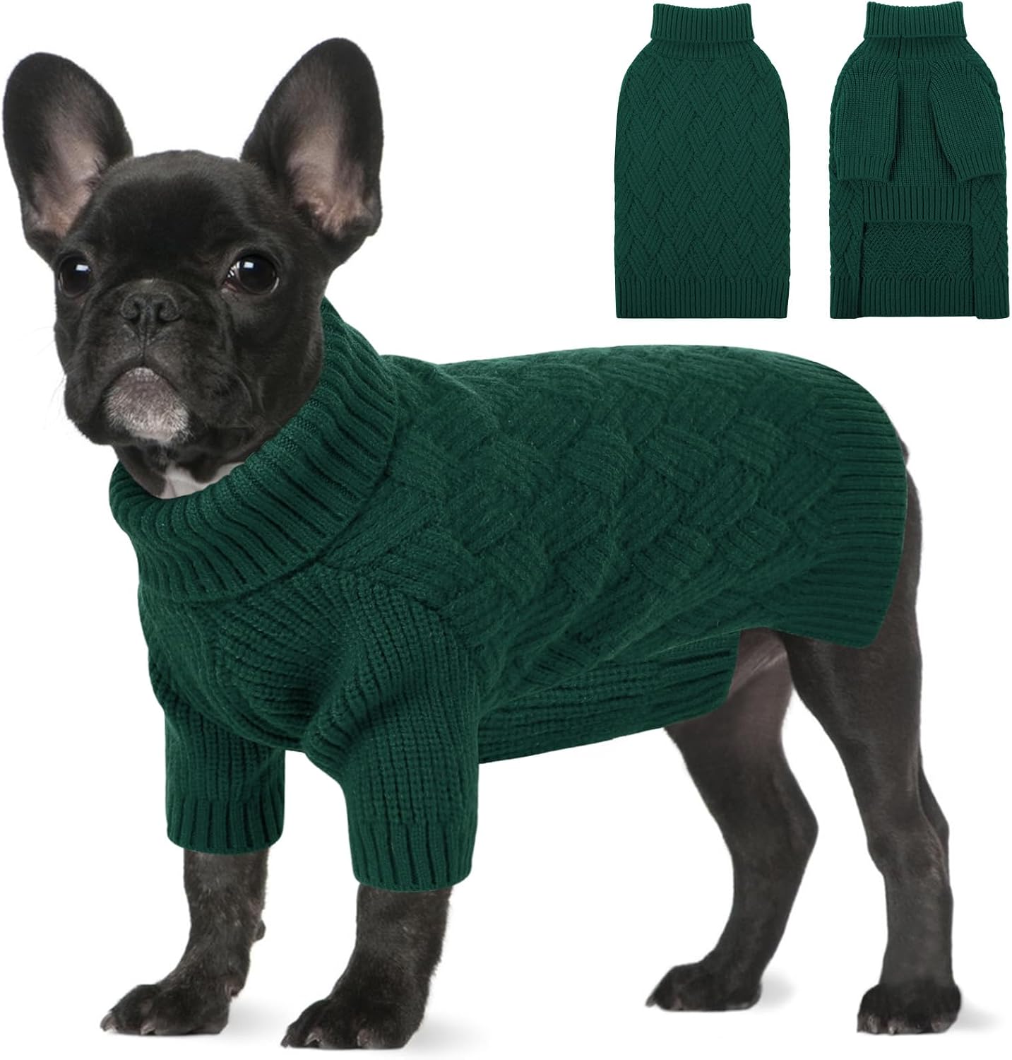 Small Dog Sweater, Turtleneck Dog Sweater for Cold Weather, Puppy Knitwear Pullover for Christmas Thanksgiving, Pet Winter Knitted Sweatshirt for Pug Dachshund, Red S - Image 9