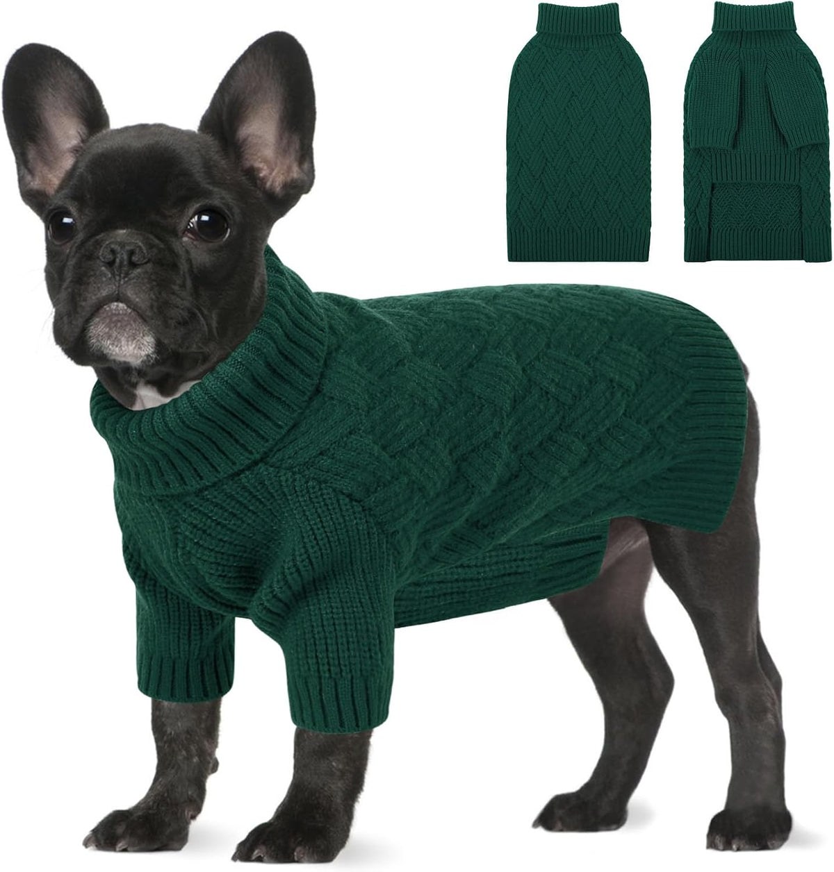 Small Dog Sweater, Turtleneck Dog Sweater for Cold Weather, Puppy Knitwear Pullover for Christmas Thanksgiving, Pet Winter Knitted Sweatshirt for Pug Dachshund, Red S - Image 9