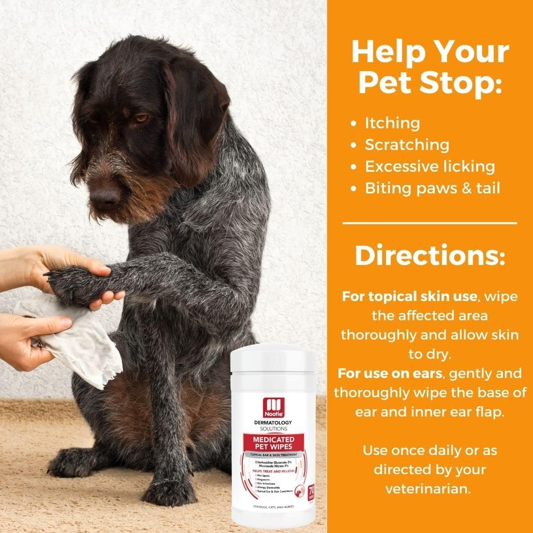 Clinical strength veterinary pet wipes for ringworm and yeast relief