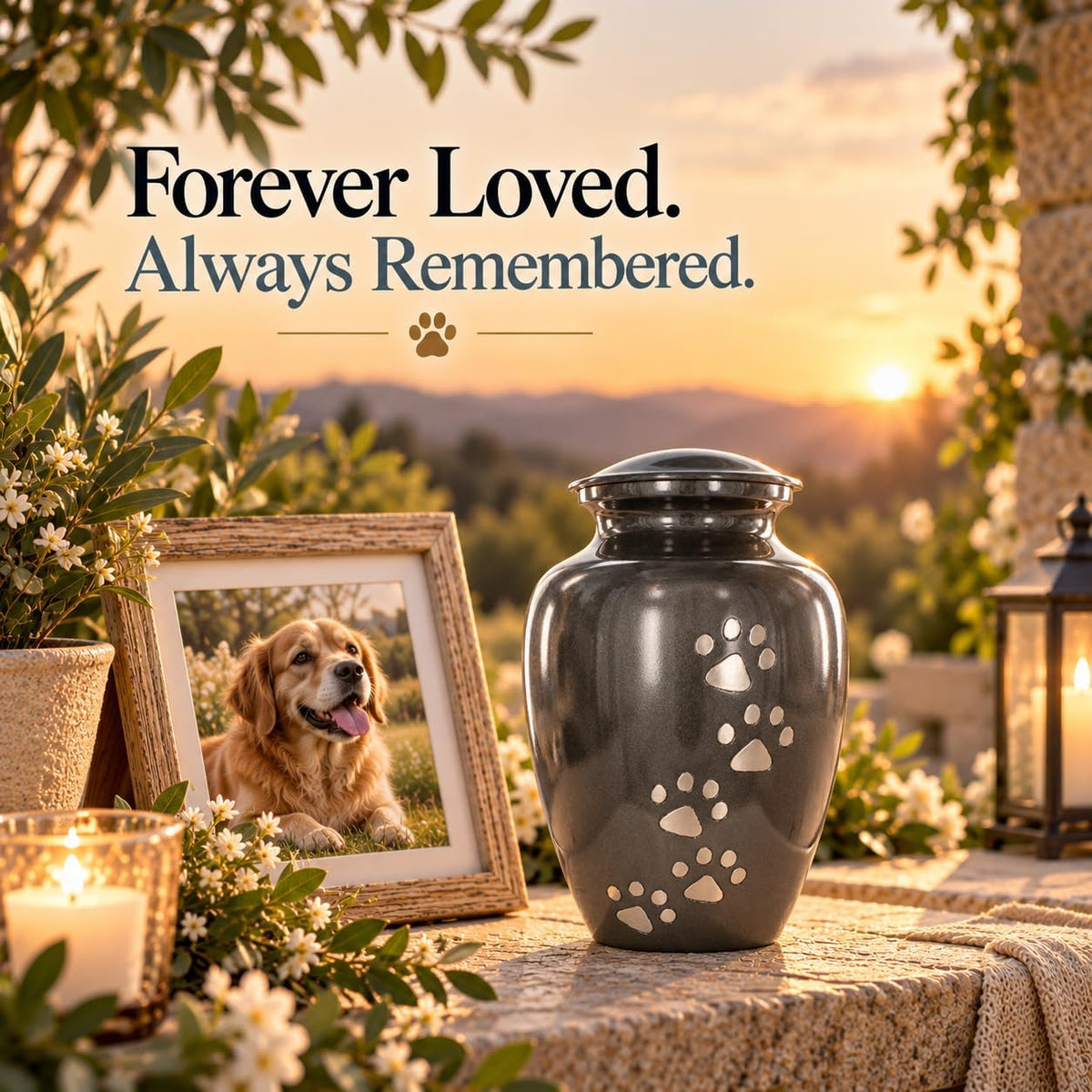 Trupoint Memorials Pet Urn for Dogs and Cats Ashes, Paws Print Grey Cremation Urns for Pets - Grey, Small Up to 17lb - Image 6