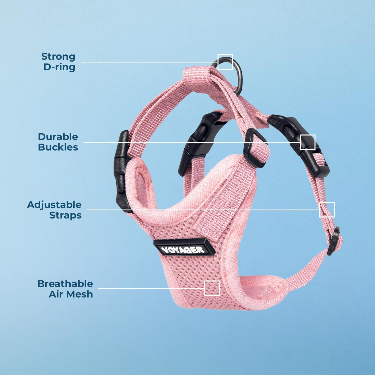 The adjustable step-in cat and dog vest laid flat to show the dual leg loop entry points.