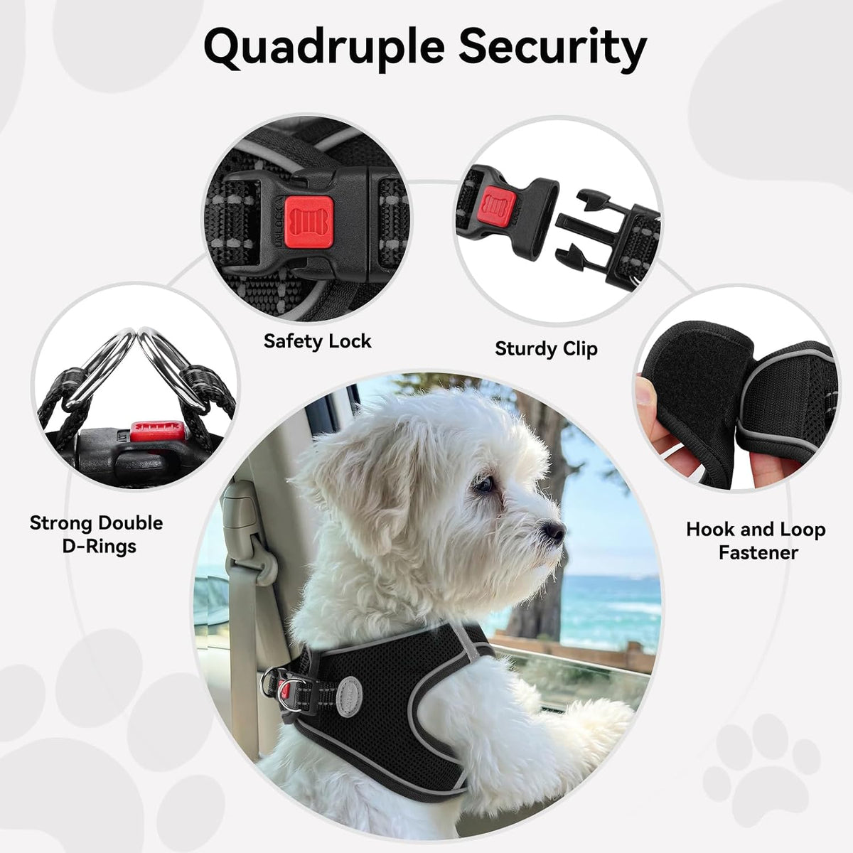 Breathable air mesh texture of Joytale dog harness close up