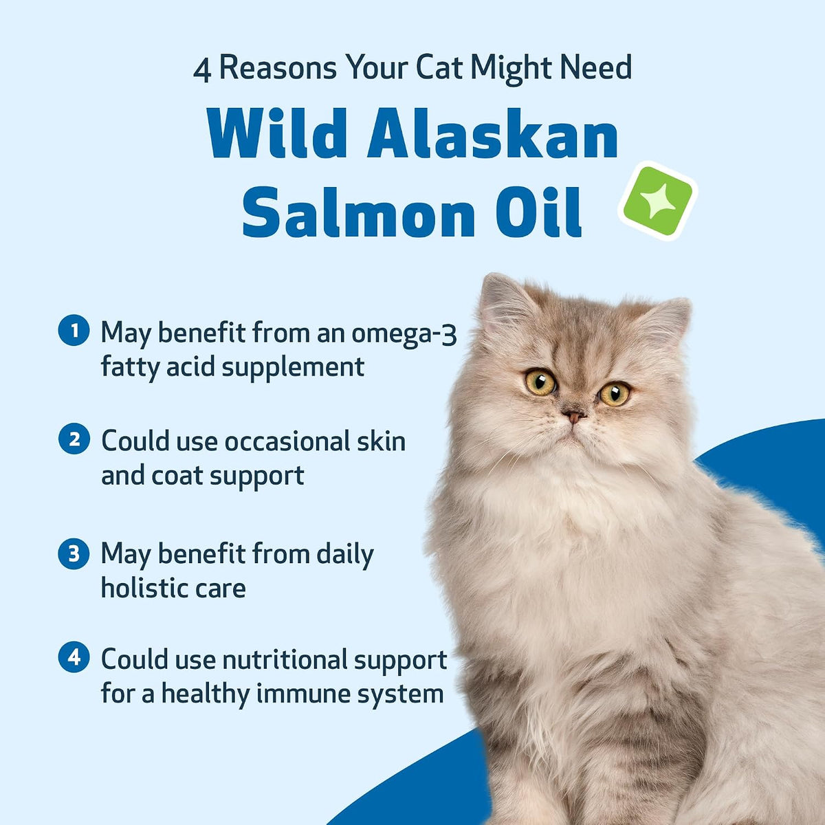 Sustainably sourced wild Alaskan salmon oil liquid supplement for cats