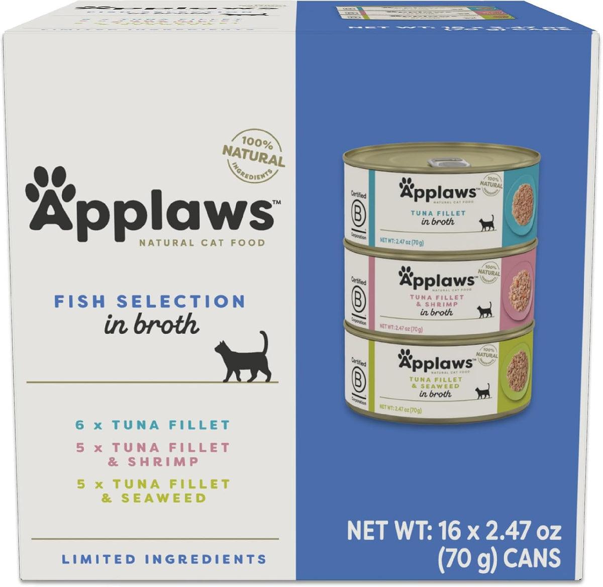 Applaws Fish Variety Pack Wet Cat Food in Broth 12-Pack, High Protein, Limited Ingredient, Grain Free, Canned Cat Food, No Fillers, No Artificial Additives (12 x 2.47 oz Cans) - Image 11