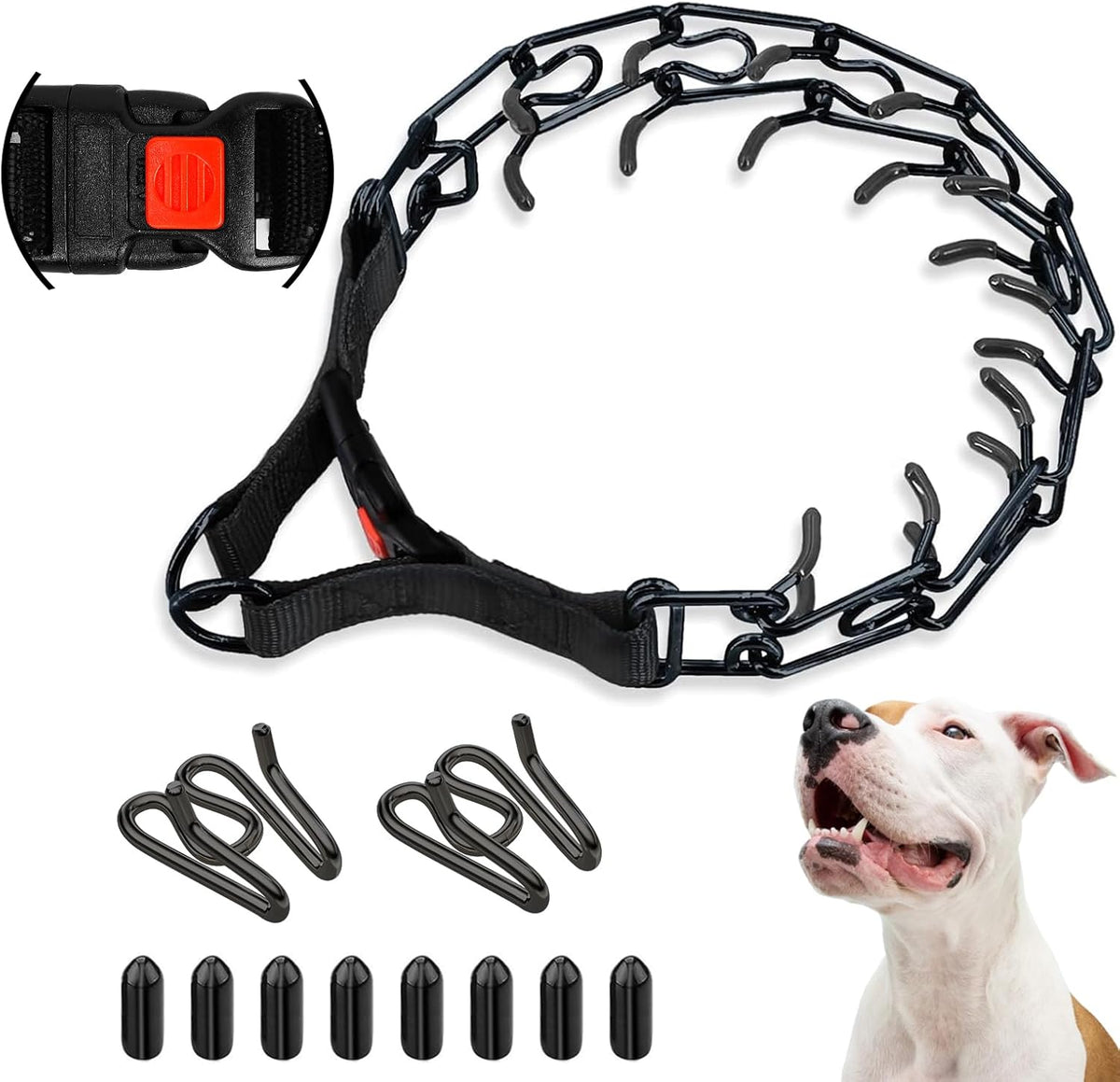 Supet Prong Collar for Dogs, Adjustable Dog Choke Collar Adjustable Dog Pinch Collar with Quick Release Buckle for Small Medium Large Dogs(Packed with One Extra Links) - Image 9