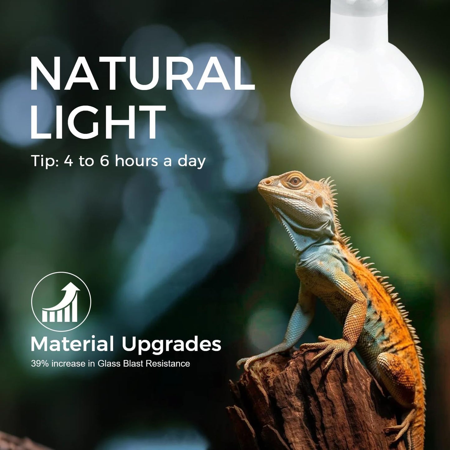 Reptitrip terrarium daylight heat bulb emitting concentrated warmth for reptile enclosures.