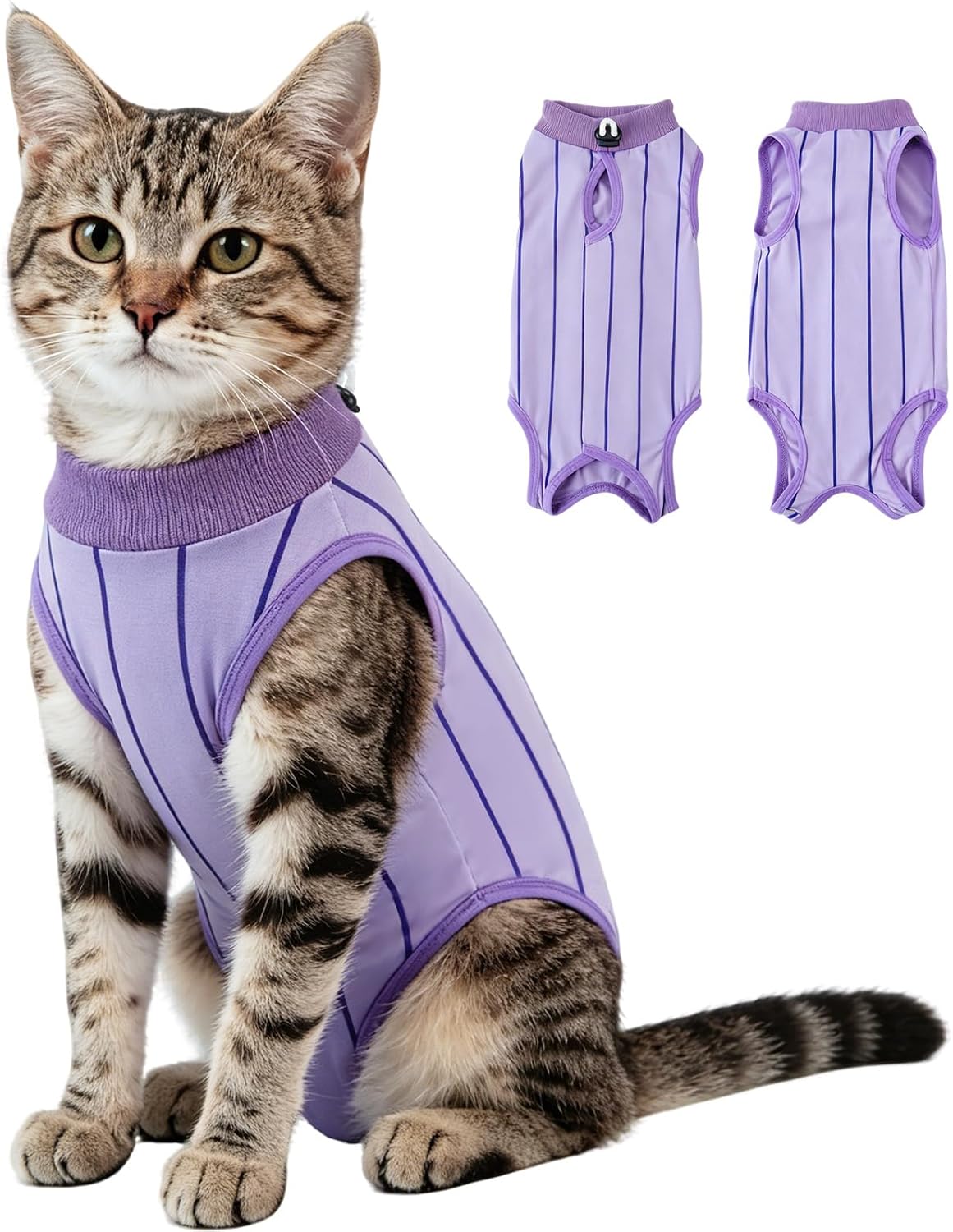 EMUST Cat Surgery Recovery Suit for Female Cats, Adjustable Soft Cute Grape E-Collar Alternative Onesie, Breathable Anti-Licking Post-Op Pet Pajamas for Spay & Abdominal Protection(M) - Image 12