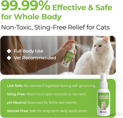 Non-toxic cat itch relief spray for hot spots and allergies