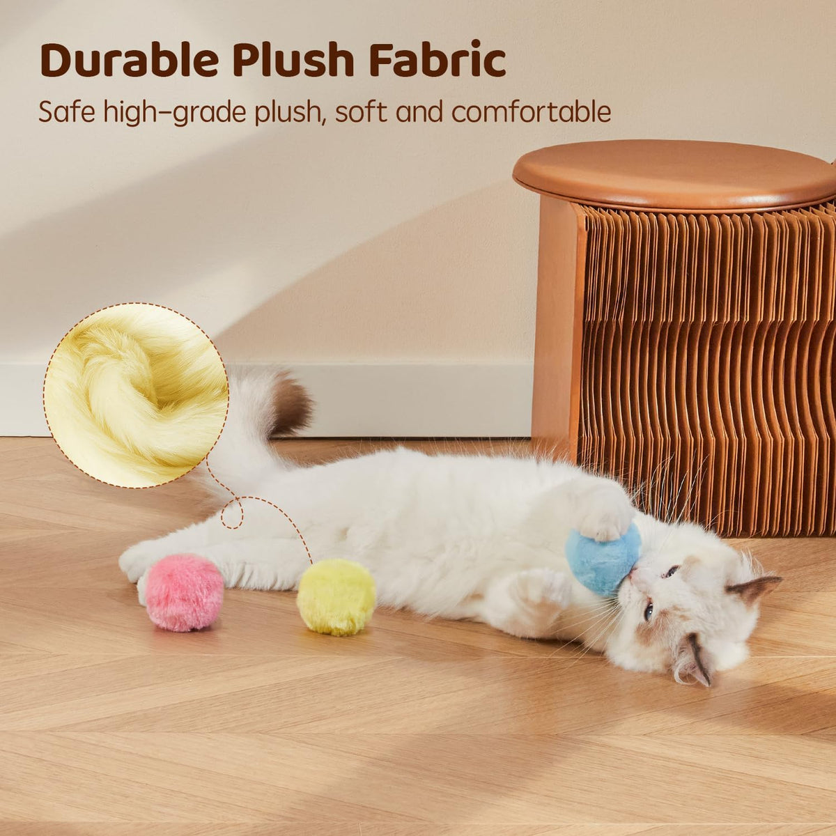 Detailed view of Potaroma cat toy material and sound sensor placement