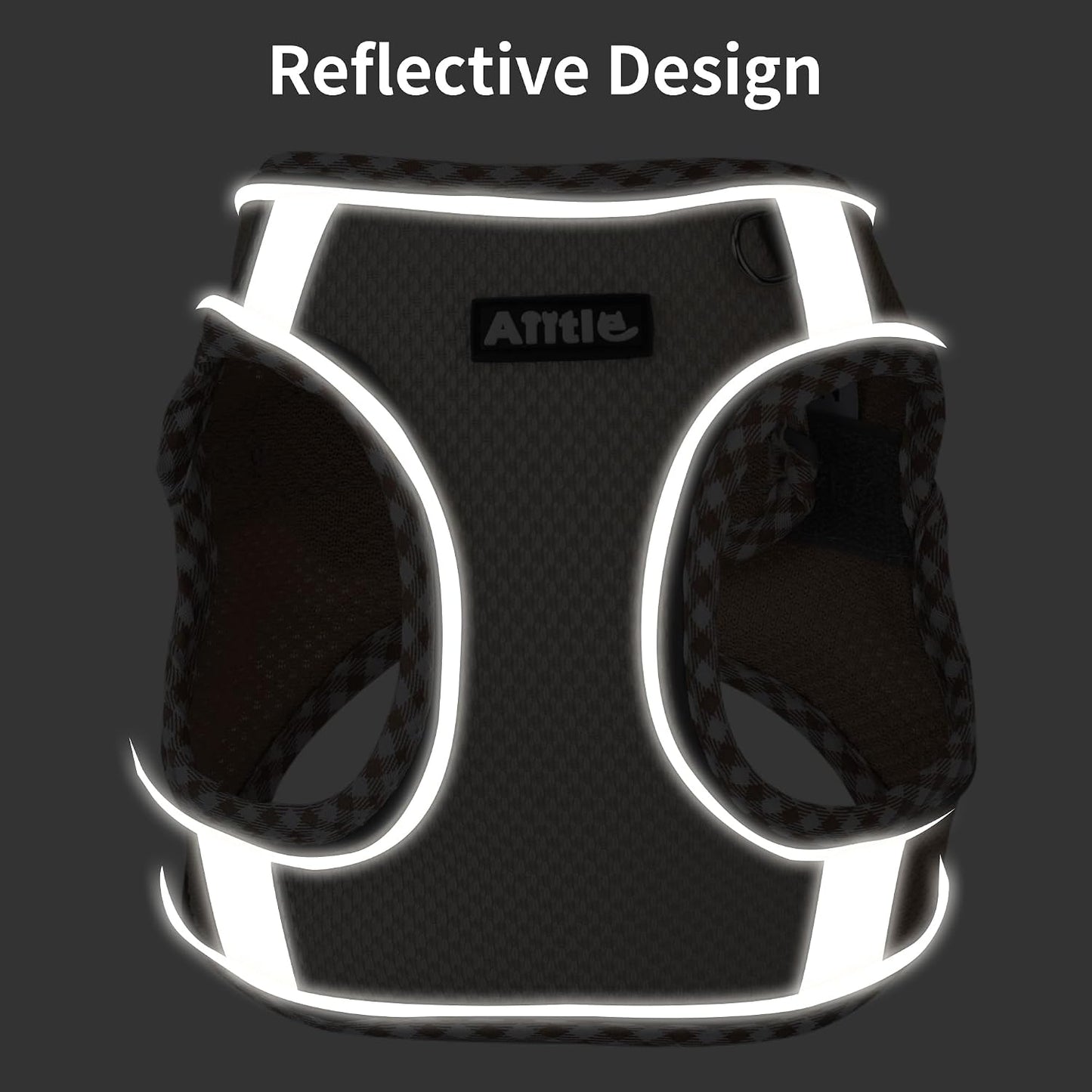Aiitle triple extra small brown beige dog harness on flat surface