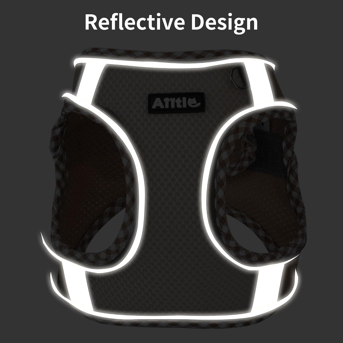 Aiitle triple extra small brown beige dog harness on flat surface