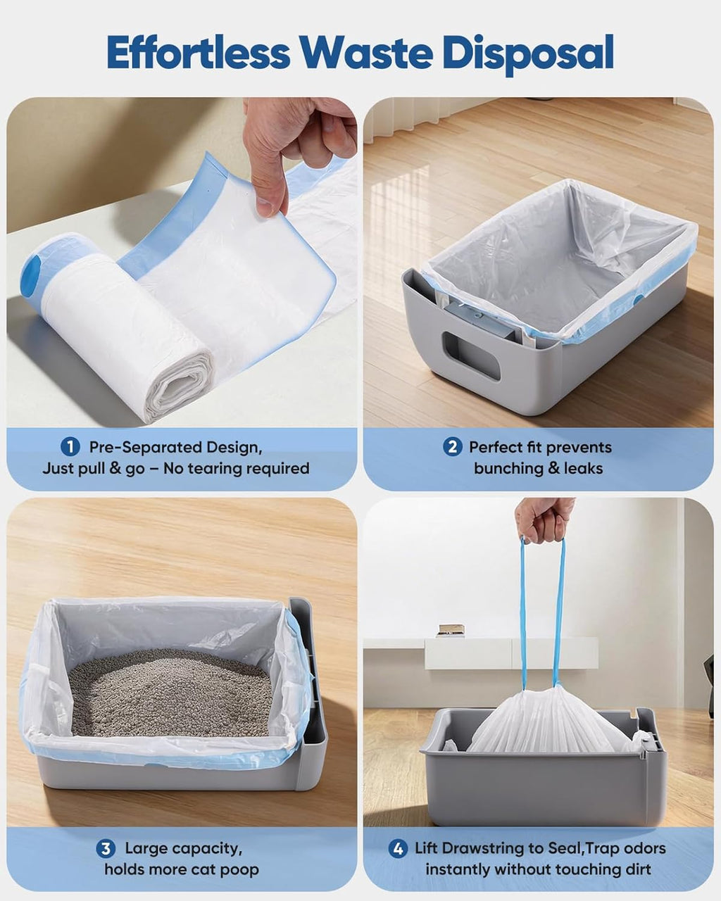 AWoHH drawstring cat litter liners touch free disposal process view