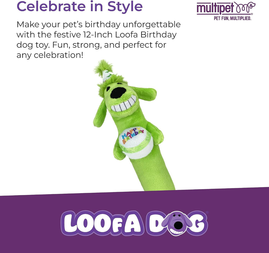 Multipet 12-inch birthday themed squeaky dog toy