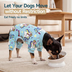 XPUDAC breathable dog pajamas side view illustrating the flexible elastic bottom bands