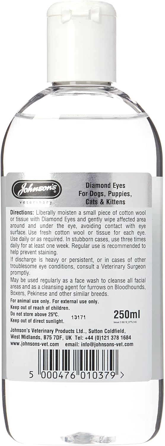 Authentic imported pet eye discharge cleaning solution packaging view
