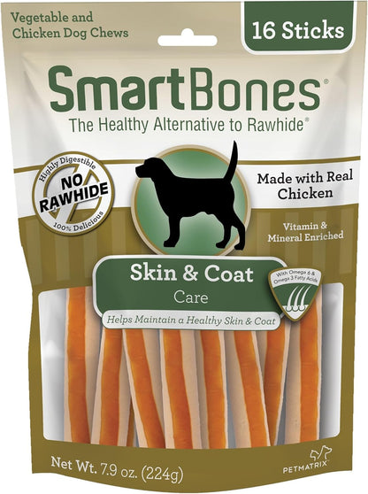 Authentic SmartBones rawhide free chicken sticks texture