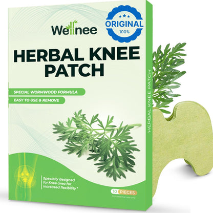 Wellnee Original Herbal Knee Patch packaging front view showcasing natural joint relief plaster.